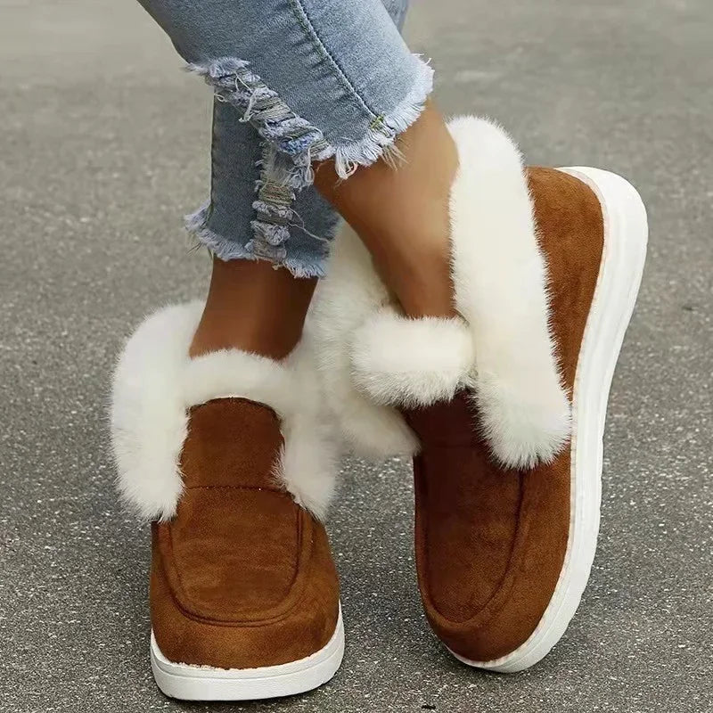 R&B | Slip-On-Velours-Stiefeletten mit Plüschigem Fellfutter