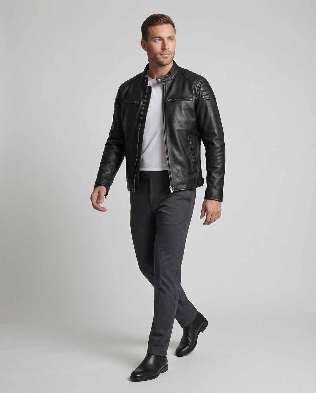 R&B | Bikerjacke Im Klassischen Moto-Style - Schmal Geschnittene Modische Übergangsjacke für Freizeit und Alltag