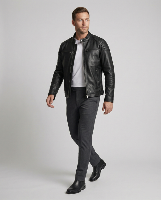 R&B | Bikerjacke Im Klassischen Moto-Style - Schmal Geschnittene Modische Übergangsjacke für Freizeit und Alltag