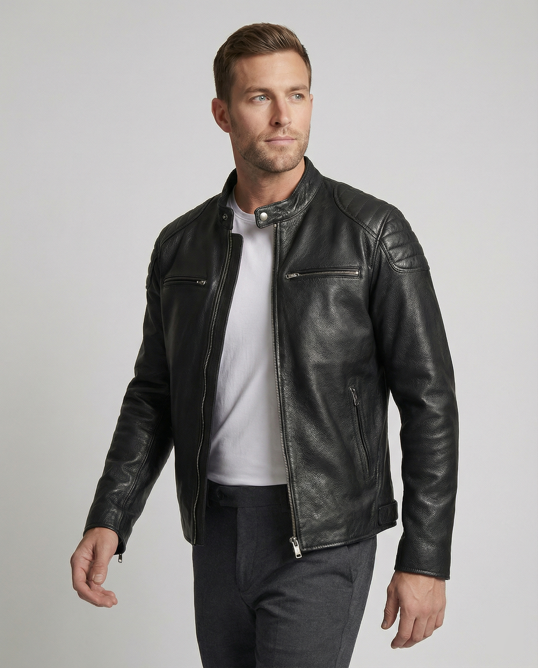 R&B | Bikerjacke Im Klassischen Moto-Style - Schmal Geschnittene Modische Übergangsjacke für Freizeit und Alltag