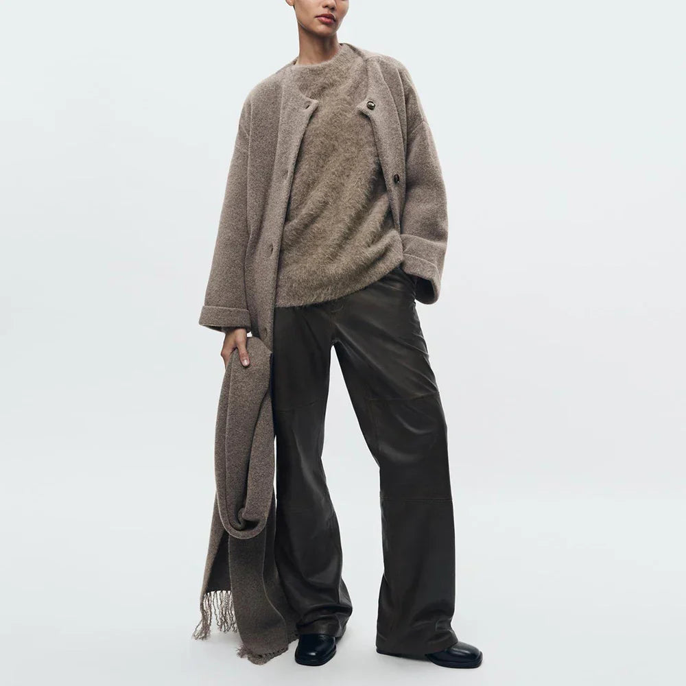 R&B | Bequeme Damen-Cardigan mit Eingebautem Schal