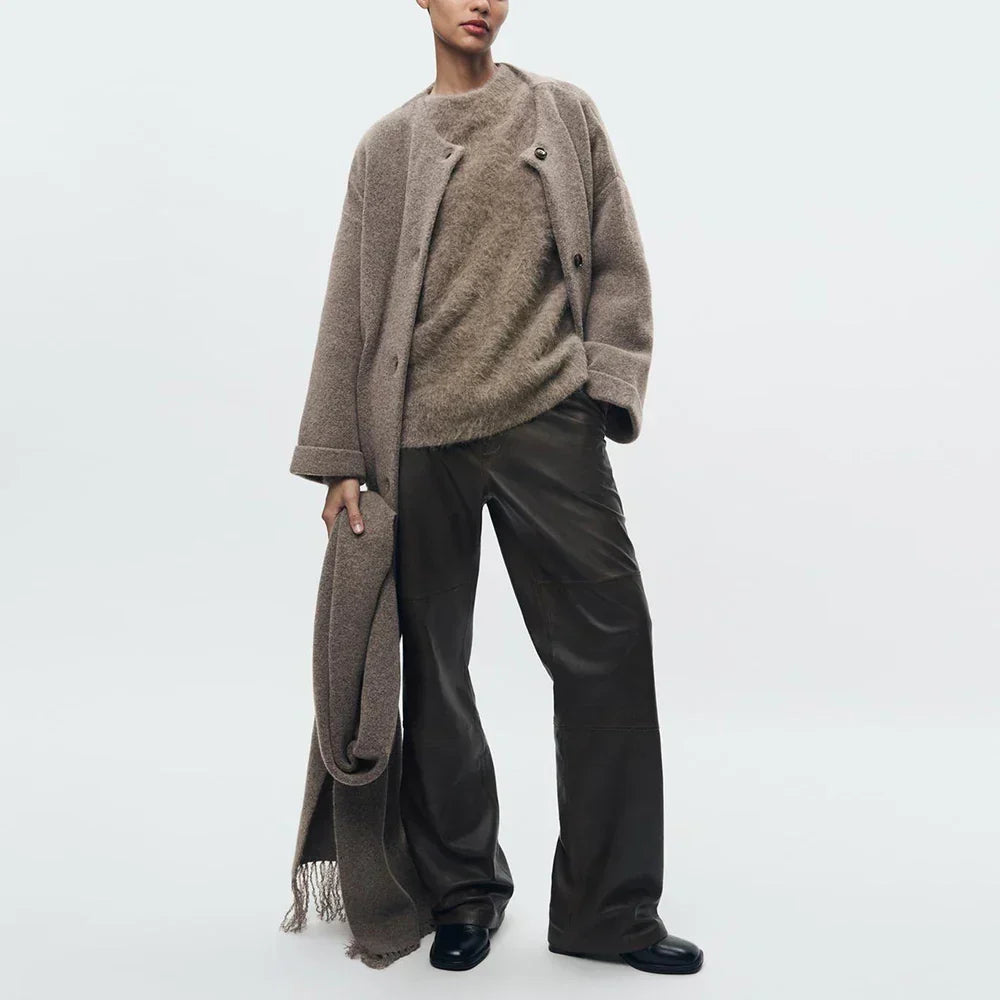 R&B | Bequeme Damen-Cardigan mit Eingebautem Schal