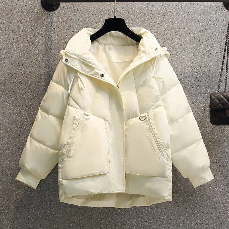 R&B | Puffer Jacke - Übergröße Gesteppt Wärme - Kapuze Hoher Kragen - Reißverschlussverschluss