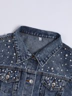 R&B | Exklusive Lina Jeansjacke Denim-LiR&Bling mit Stilvoller Perlenverzierung