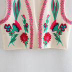 R&B | Vintage Blumenbestickte Weste für Damen