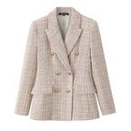 R&B | Klassischer Doppelreiher Pink Tweed Blazer