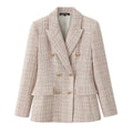 R&B | Klassischer Doppelreiher Pink Tweed Blazer