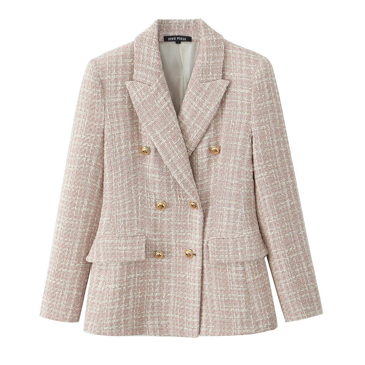 R&B | Klassischer Doppelreiher Pink Tweed Blazer