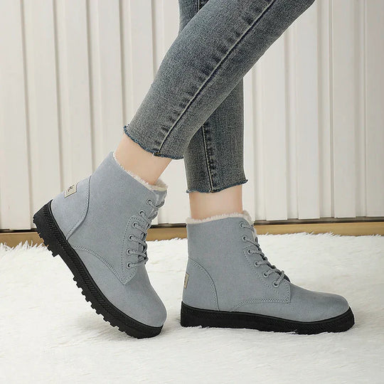 Wasserdichte, fleecegefütterte, rutschfeste Winterstiefel mit Schnürsenkeln R&B