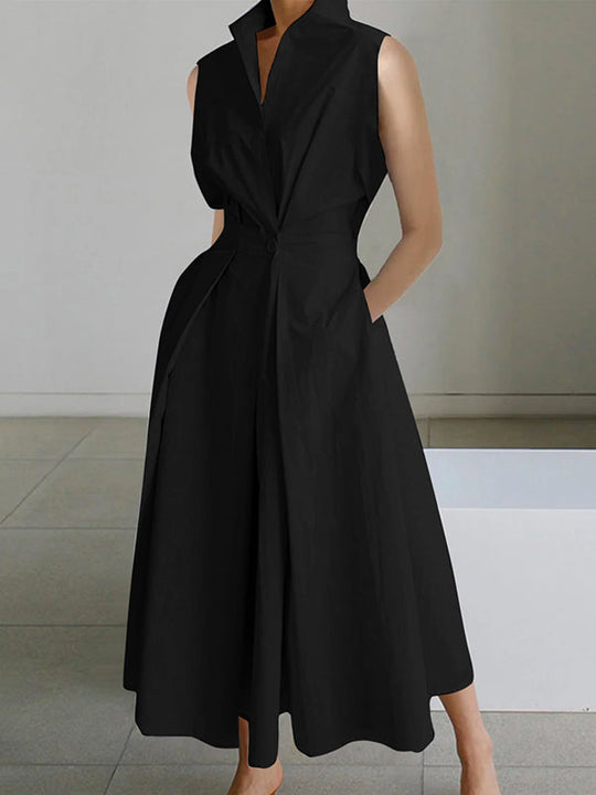 R&B | Weißes Hemdkragen Urban Baumwollkleid