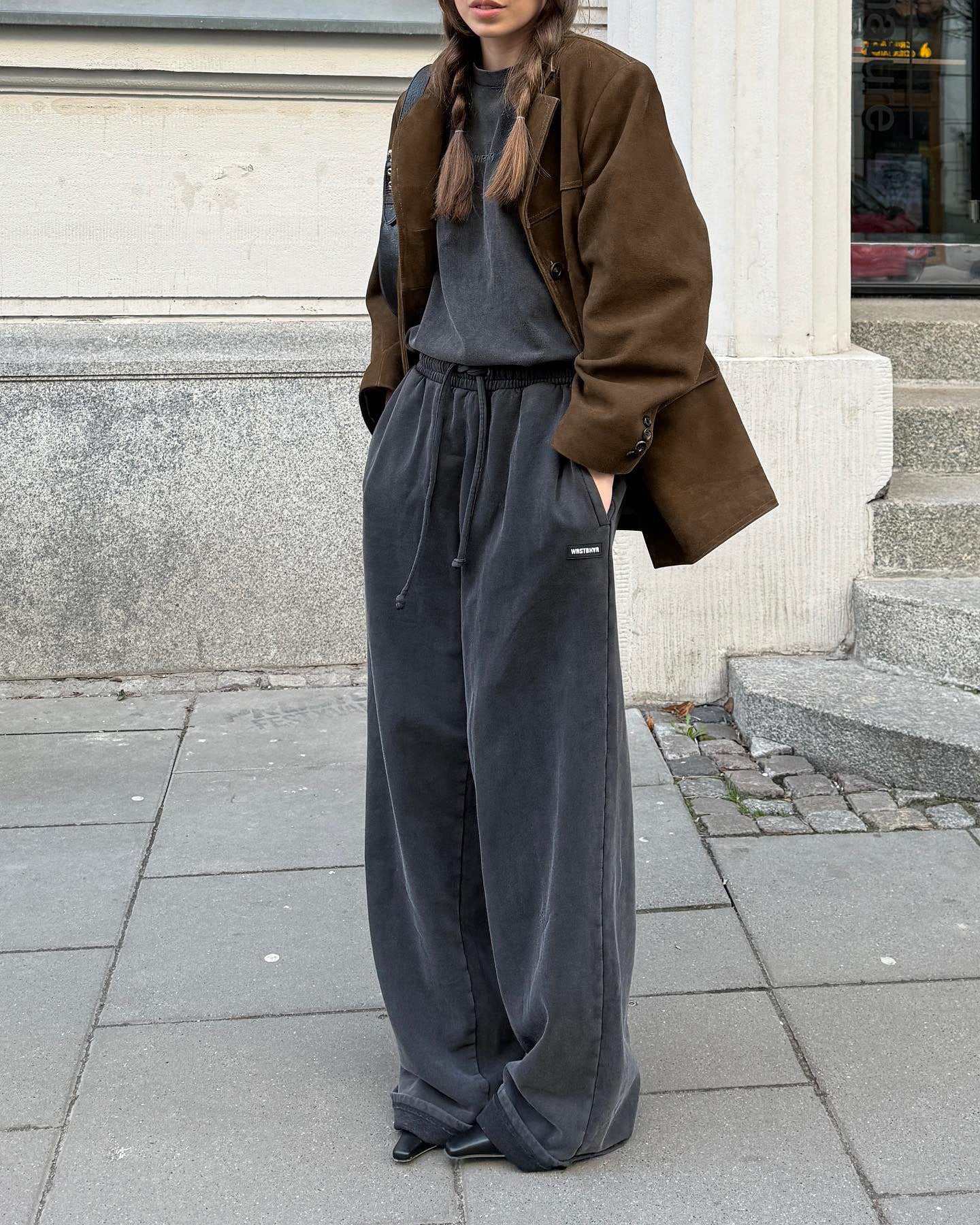 R&B | Weite Wildlederjacke mit retro Samt-Revers Loise