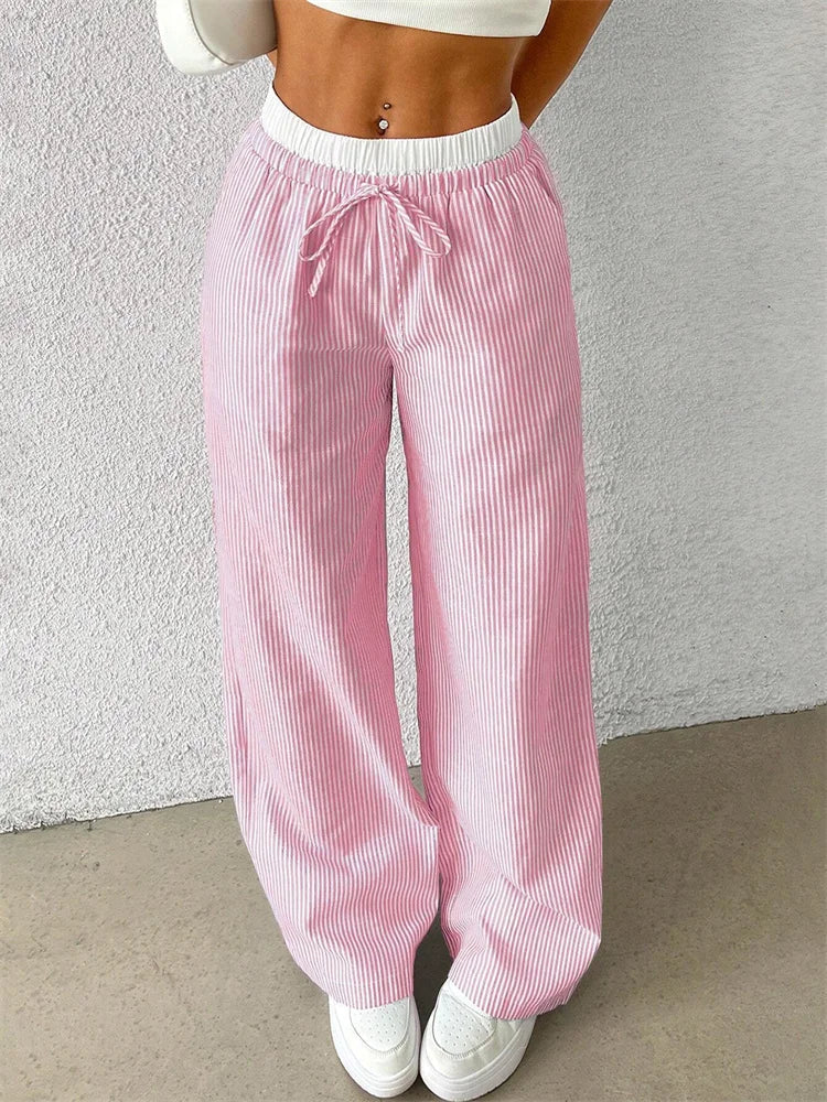 R&B | Bequeme Hose mit Weitem Bein und Streifendruck