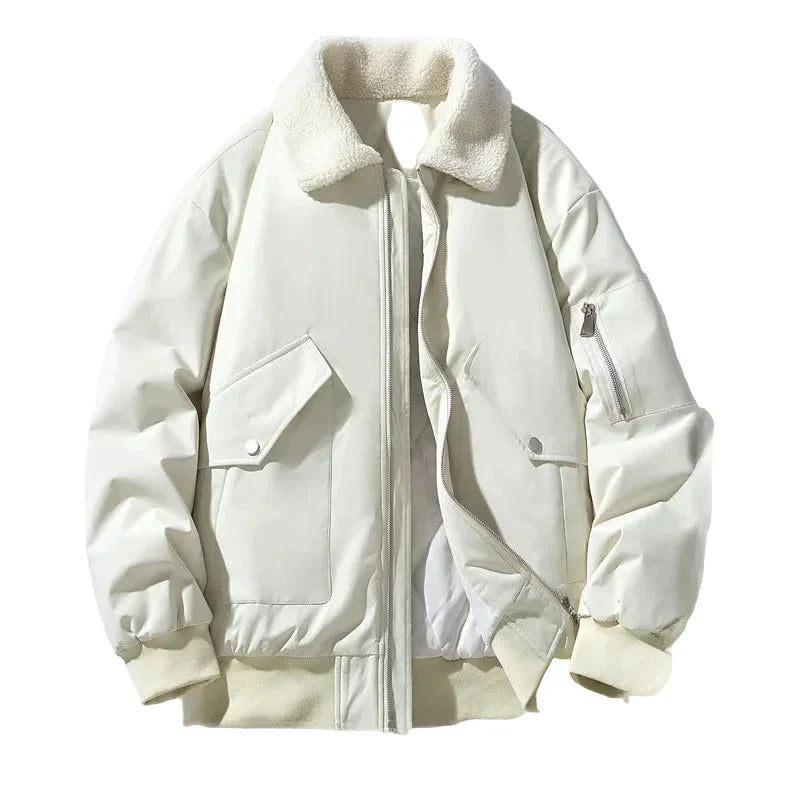 R&B | Winter Bomberjacke mit Modischem Lammfellkragen - Lässiger Stil für Kalte Tage
