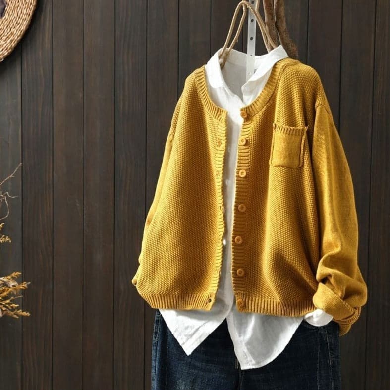 R&B | Cardigan Strick Knopfverschluss Oversized Fit Weich und Bequem