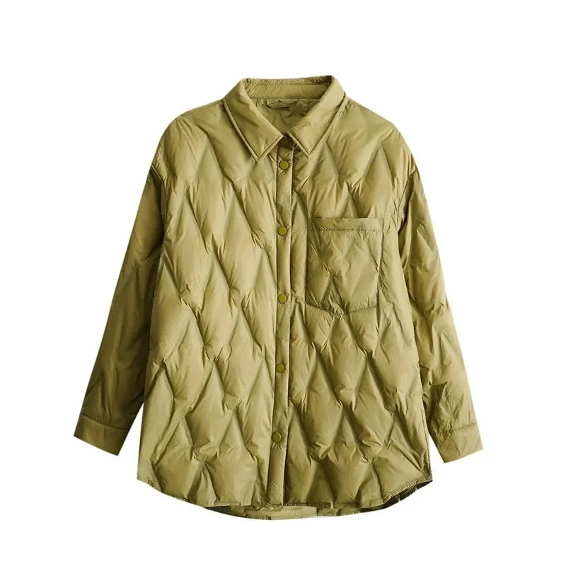 R&B | Gestepptes Shirt-Jacke - Lockere Passform - Knopfverschluss - Leichtes Layering-Stück