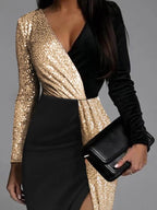 R&B | Kleid mit goldenen Glitzereffekten