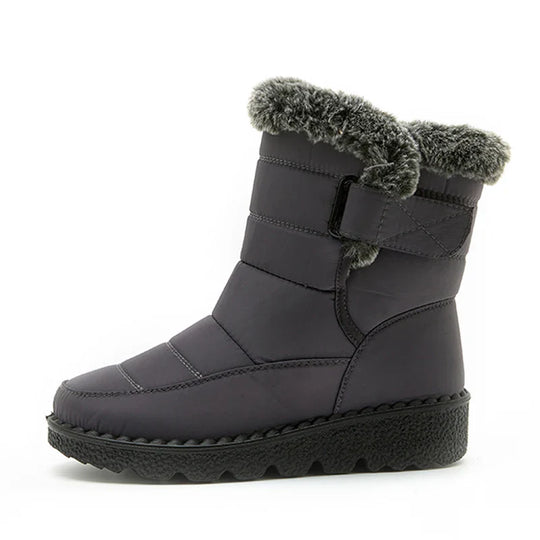R&B | Wasserdichte Kunstfell Hochschaft Schneestiefel mit Klettverschluss
