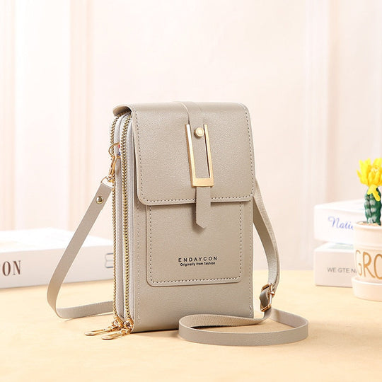 R&B | Leder Smartphone Clutch Damen Handtasche mit Touchscreen-Fenster