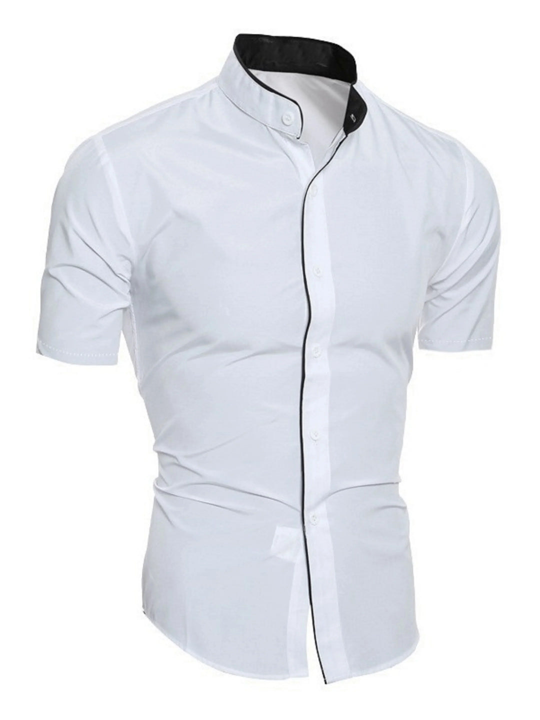 R&B | Herren Slim Fit Stehkragenhemd Kurzarm