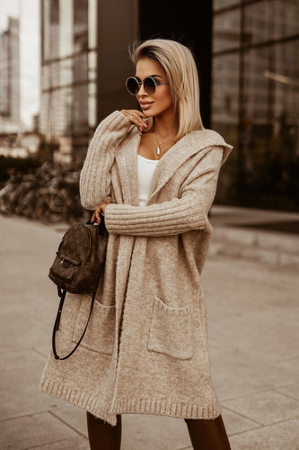 R&B | Langer cardigan mit Kapuze für Damen