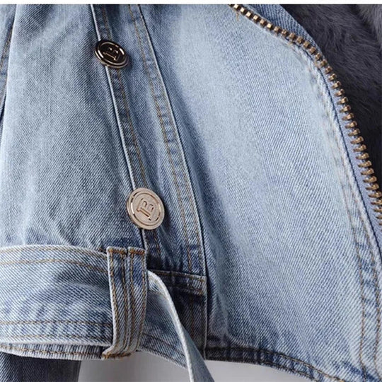 R&B | Jeansjacke mit Kunstfellkragen