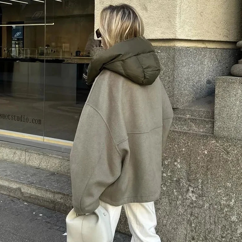 Lässige Lockere Damenjacke mit Kapuze