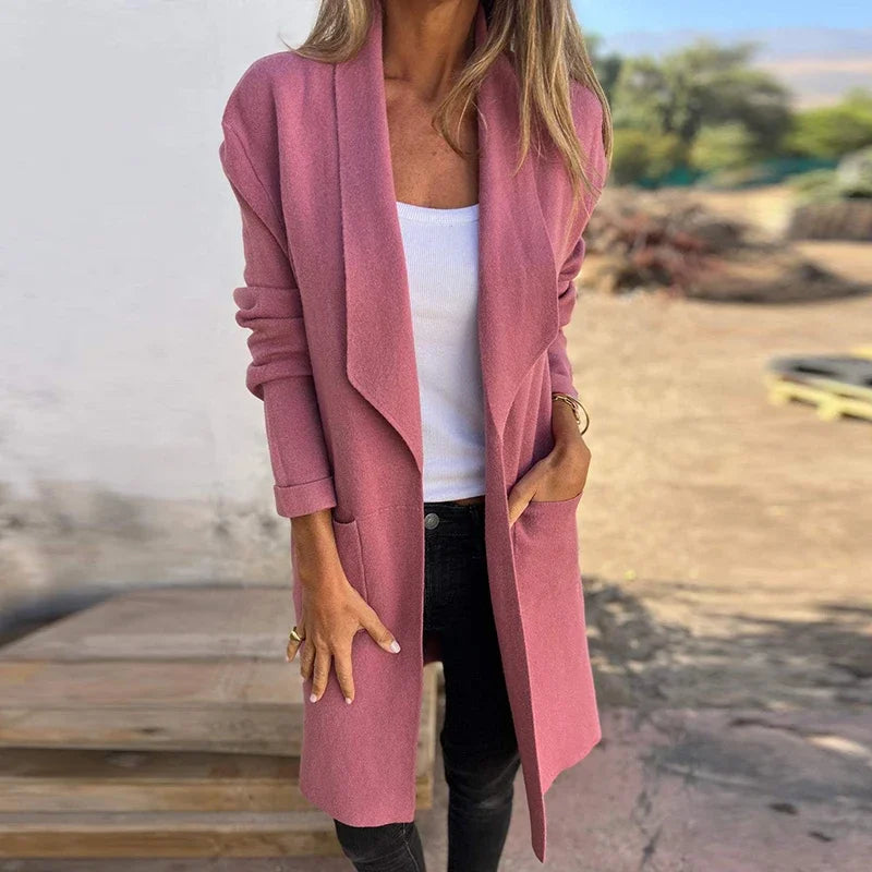 R&B | Einfarbiger Mid Length Cardigan Mantel