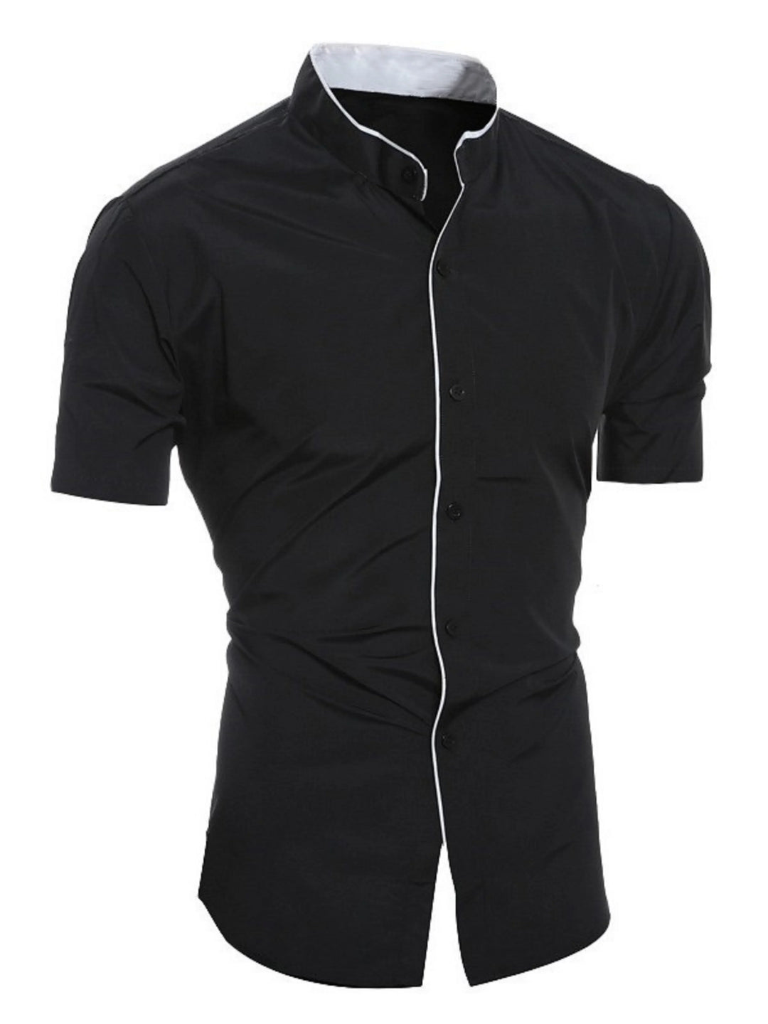 R&B | Herren Slim Fit Stehkragenhemd Kurzarm