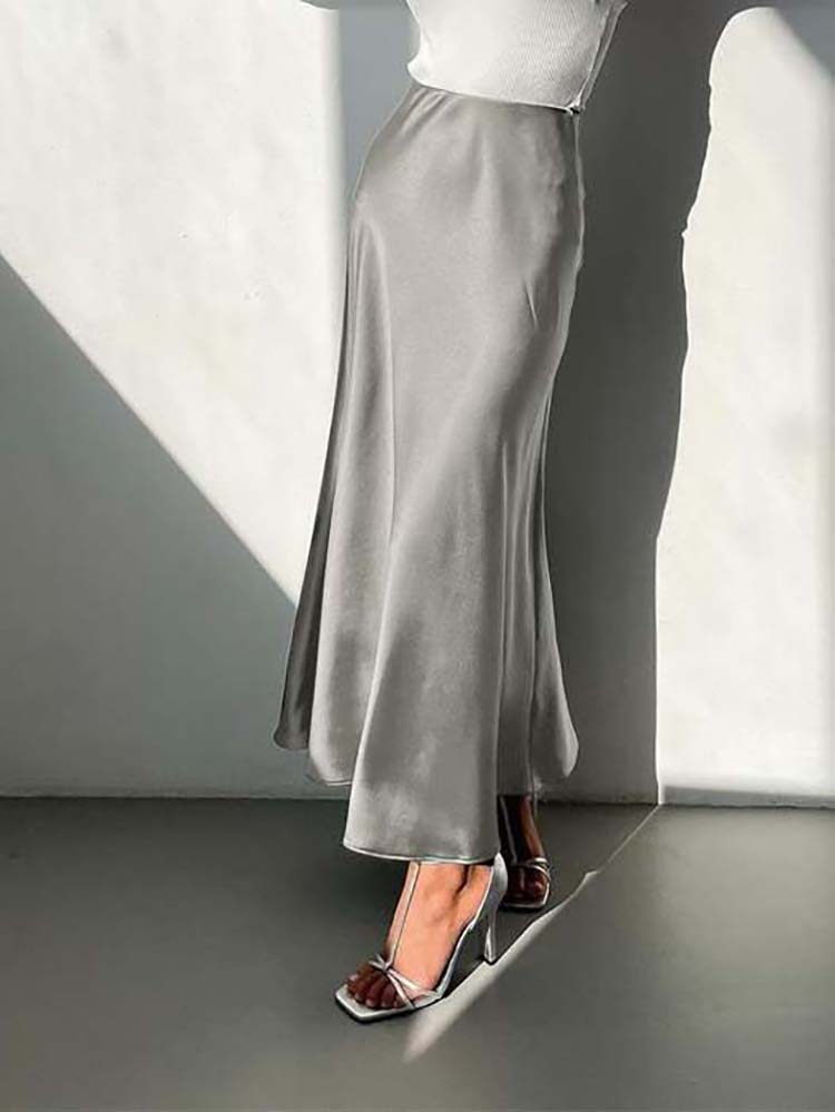 R&B | Satin-Midi-Rock mit Fließendem Design für Damen