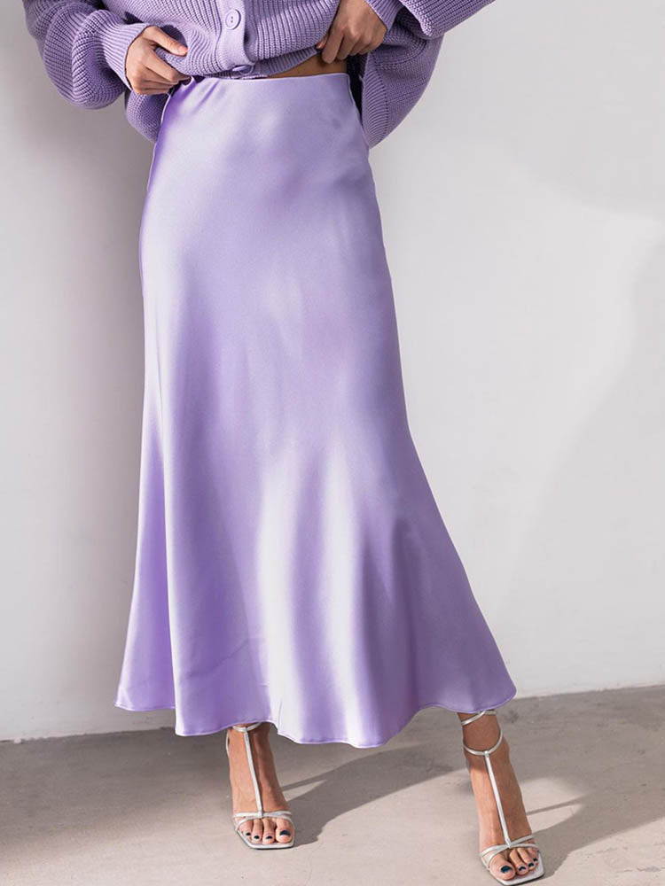 R&B | Satin-Midi-Rock mit Fließendem Design für Damen