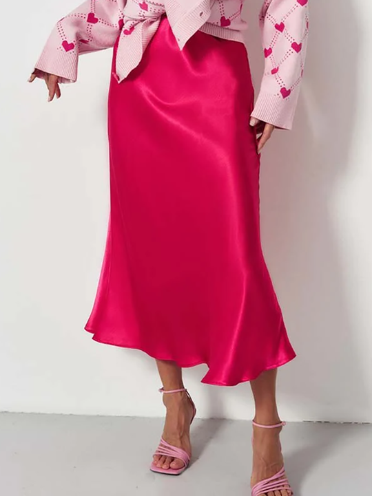 R&B | Satin-Midi-Rock mit Fließendem Design für Damen