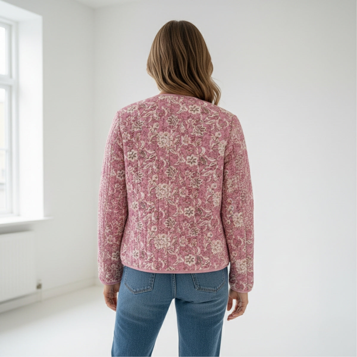 R&B | Blümchen-Steppjacke Gefüttert Damen