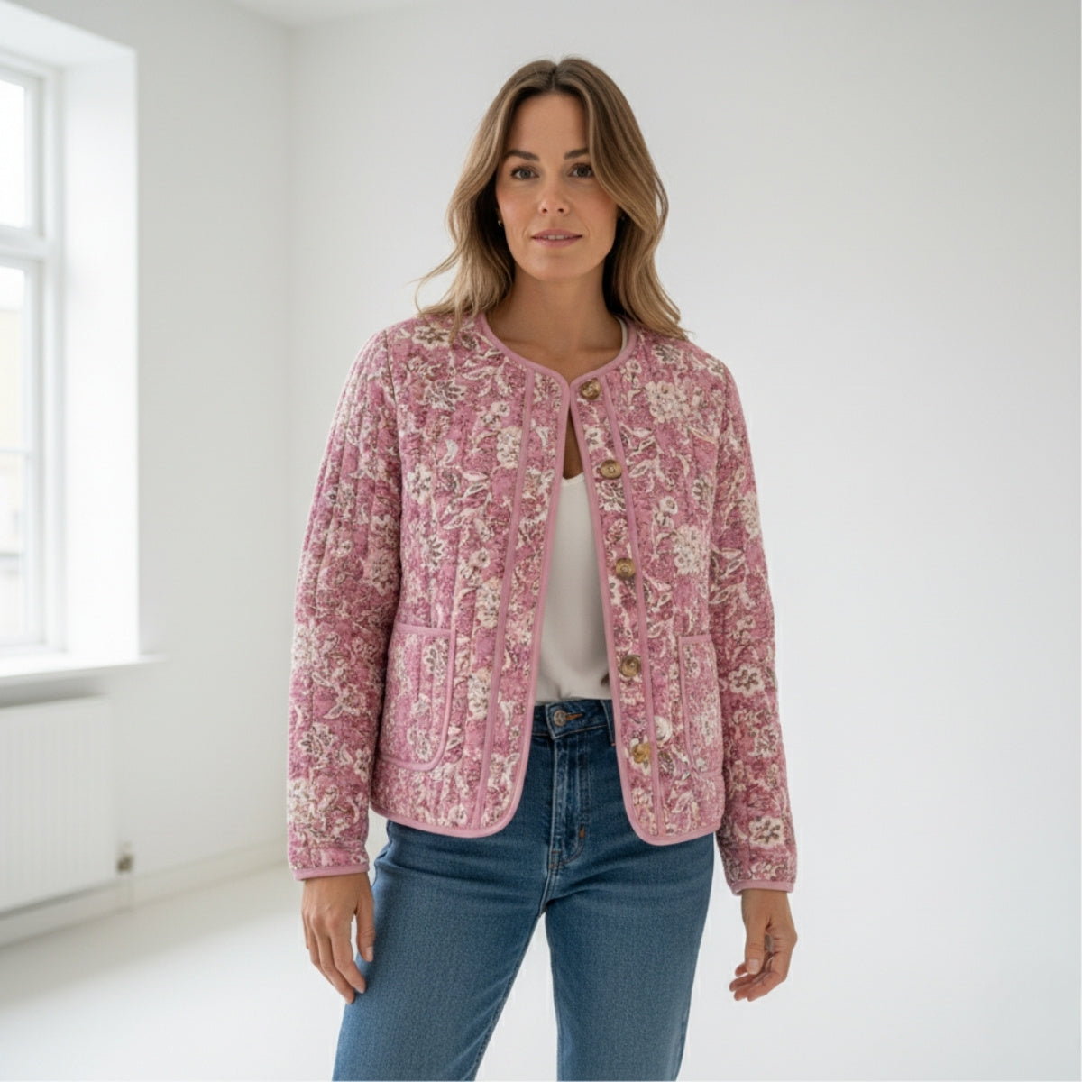 R&B | Blümchen-Steppjacke Gefüttert Damen