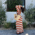 Elegantes Gestreiftes Strick-Maxikleid