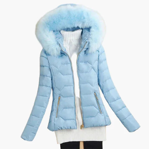 R&B | Winter Steppjacke mit Kapuze und Großem Kragen - Eleganter City-Style für Kalte Tage