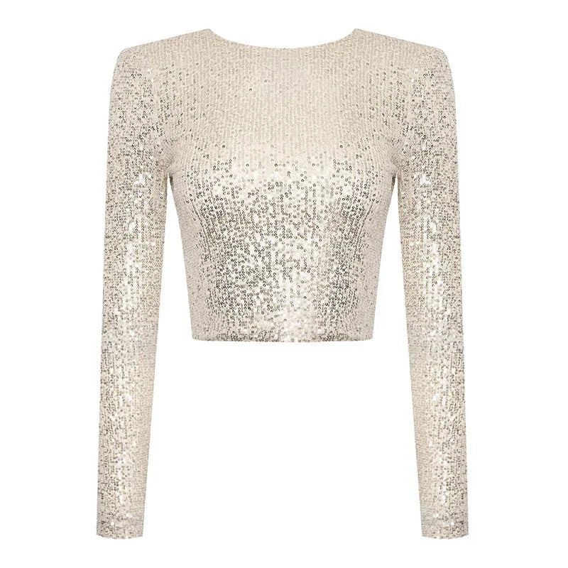 R&B | Elegantes Pailletten-Cropped-Top