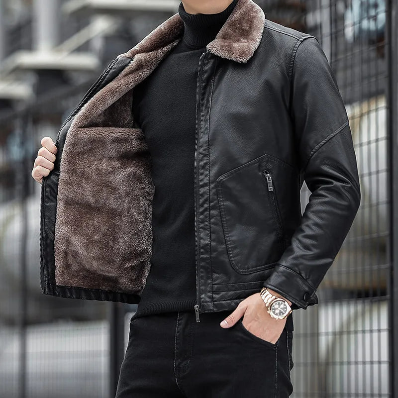 R&B | Leder Herrenjacke mit Kragen