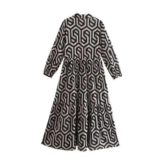 R&B | Langärmliges Kleid Mit Geometrischem Muster