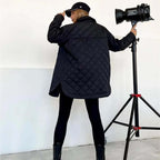 R&B | Klassische Gesteppte Damenjacke Mit Druckknopfverschluss Und Taillengürtel