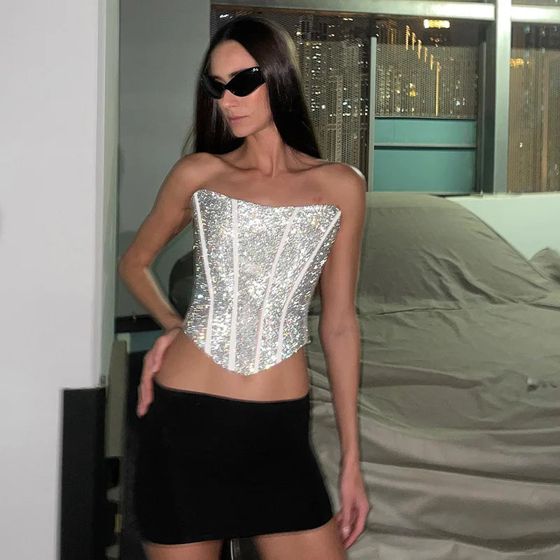 R&B | Korsett Strapless Glitzer Top