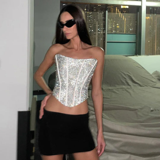 R&B | Korsett Strapless Glitzer Top