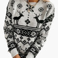 R&B | Weihnachtspulli mit Rentier- und Schneeflockenmuster - Modischer Winterpullover für Festliche Anlässe