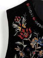 R&B | Weste mit Pailletten Blumenstickerei, Patchwork Taille Mantel Aus Samt