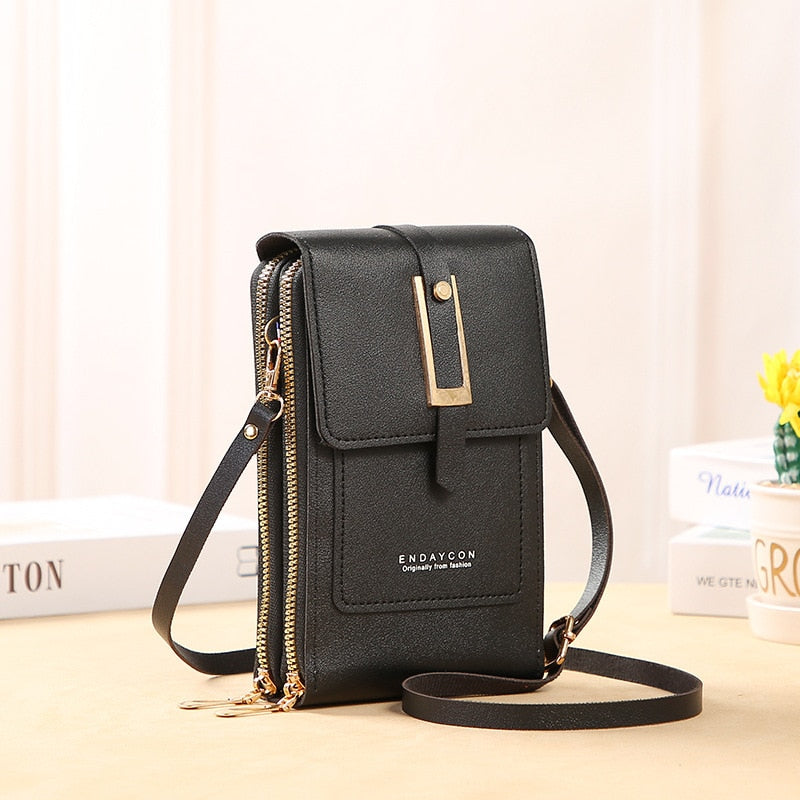 R&B | Leder Smartphone Clutch Damen Handtasche mit Touchscreen-Fenster