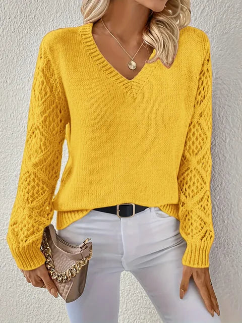 R&BMode | Solid V-Ausschnitt Strickpullover