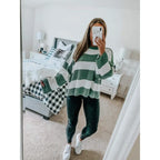 R&B | Langarm Gestreifter Rollkragenpullover