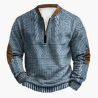 R&B | Strickpullover mit Zopfmuster und Viertelreißverschluss - Modischer Freizeitpullover für Herbst und Winter