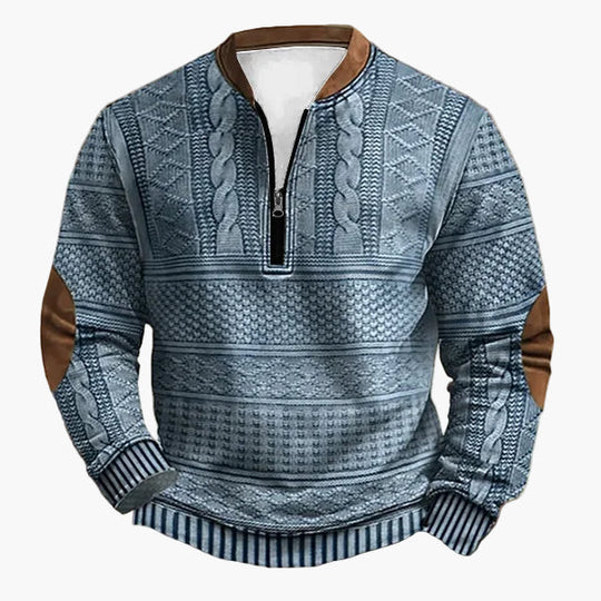 R&B | Strickpullover mit Zopfmuster und Viertelreißverschluss - Modischer Freizeitpullover für Herbst und Winter