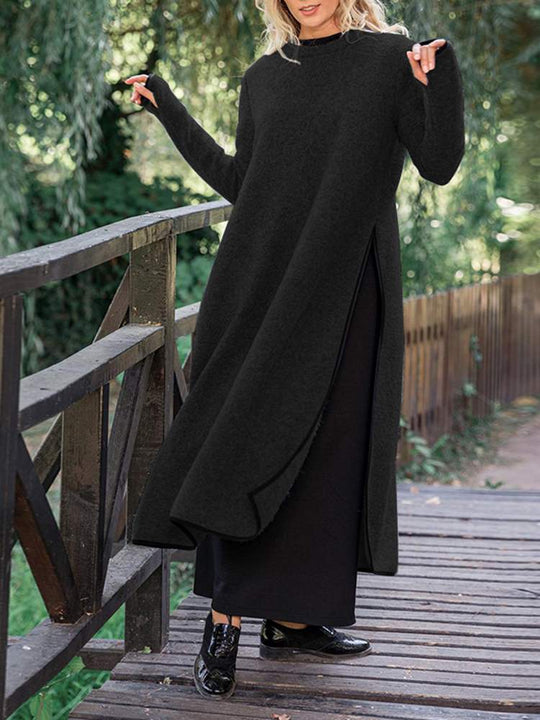 Langes Damen Midikleid in Lockerer Form mit Seitenschlitz | R&B