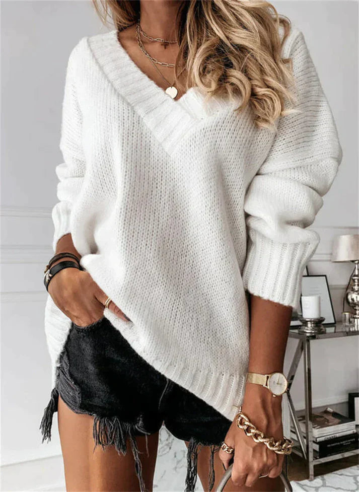 R&B | Klobiger V-Ausschnitt Pullover Damen - Stylisch und Warm